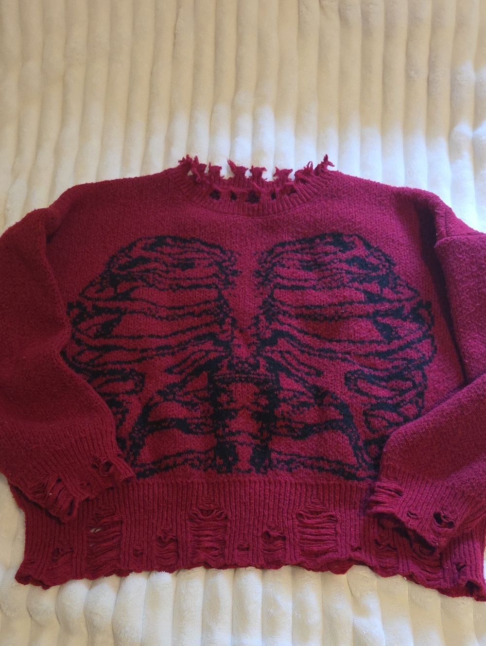 Skeleton Halloween Distressed Sweater